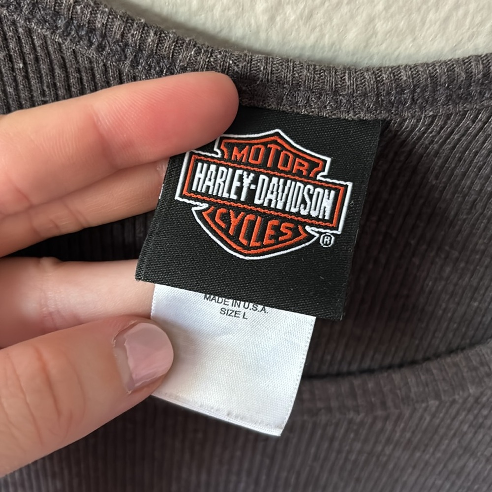 Vintage Harley Davidson sequin logo ribbed knit cropped tank - Picture 3 of 5